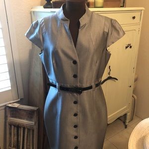 Calvin Klein Front Button/Cap Sleeved Sheath Dress